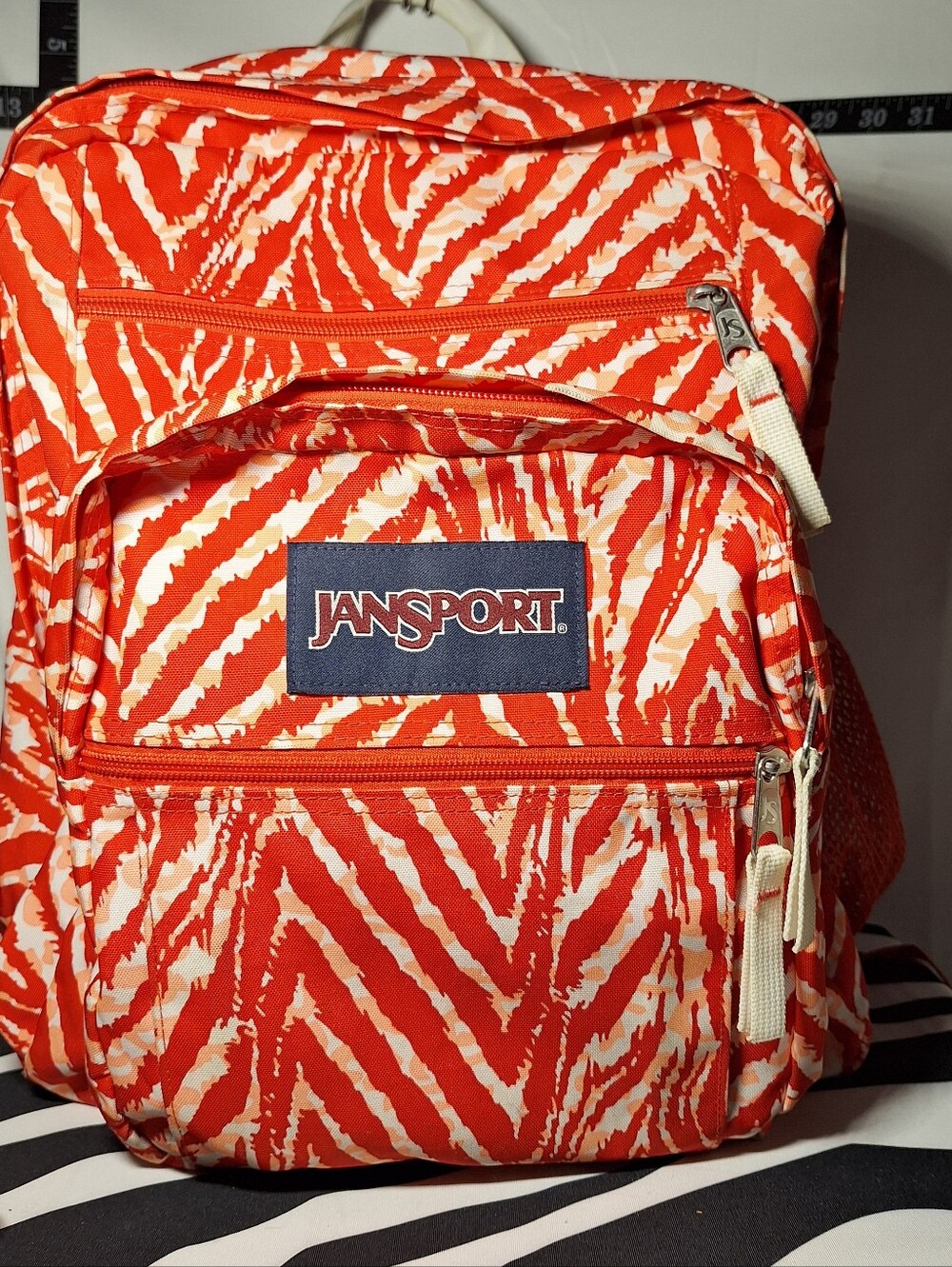 Jansport Backpack, Zebra Stripes, Red & White